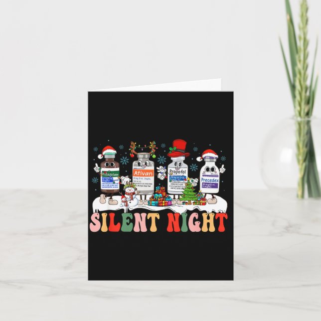 Retro Profol Silent Night Icu Nurses Funny Merry C Kort (Framsida)