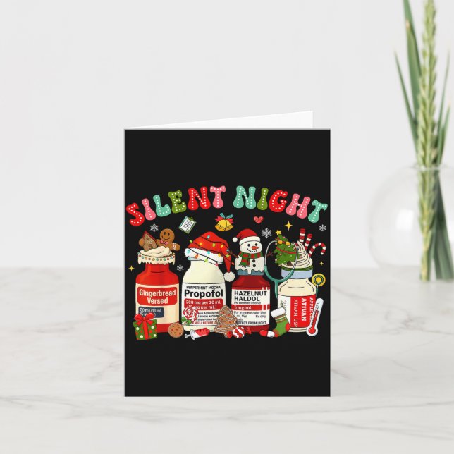 Retro Profol Silent Night Icu Nurses Funny Merry C Kort (Framsida)