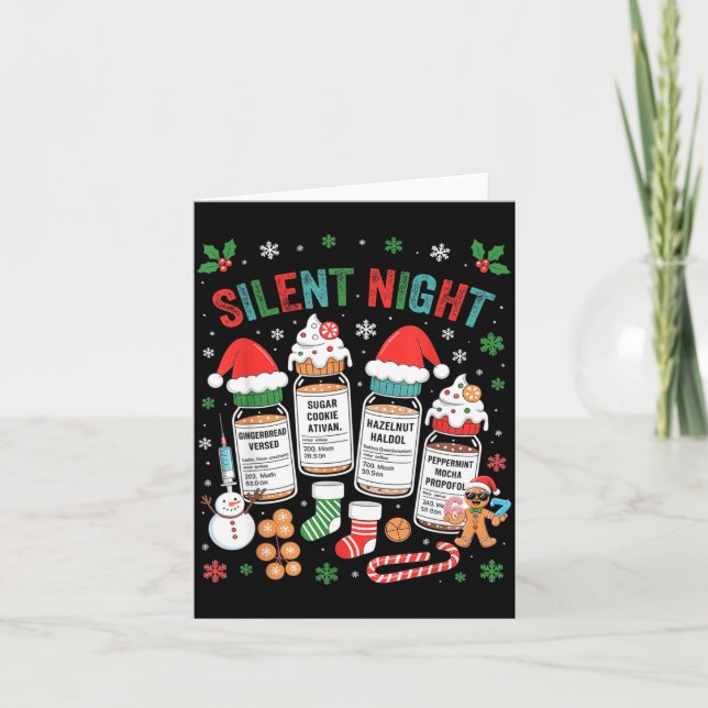 Retro Profol Silent Night Icu Nurses Funny Merry C Kort (Framsida)