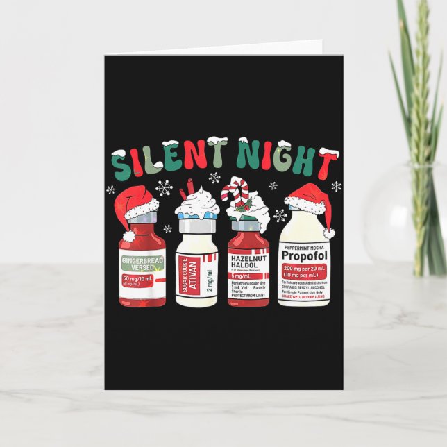 Retro Profol Silent Night Icu Nurses Funny Merry C Kort (Framsida)
