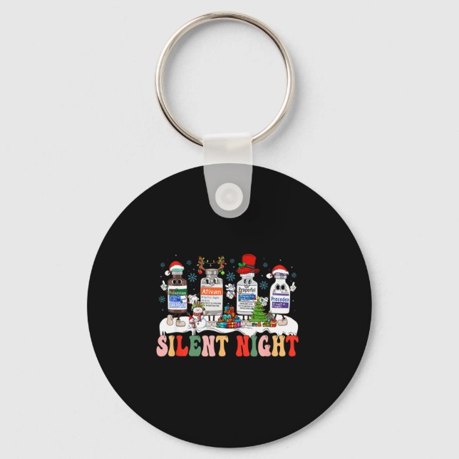 Retro Profol Silent Night Icu Nurses Funny Merry C Nyckelring (Framsida)