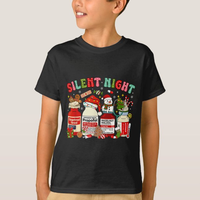 Retro Profol Silent Night Icu Nurses Funny Merry C T Shirt (Framsida)