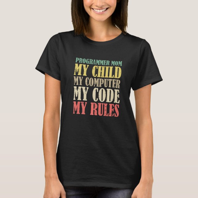 Retro Programmer Mom Programming Developer Vintage T Shirt (Framsida)