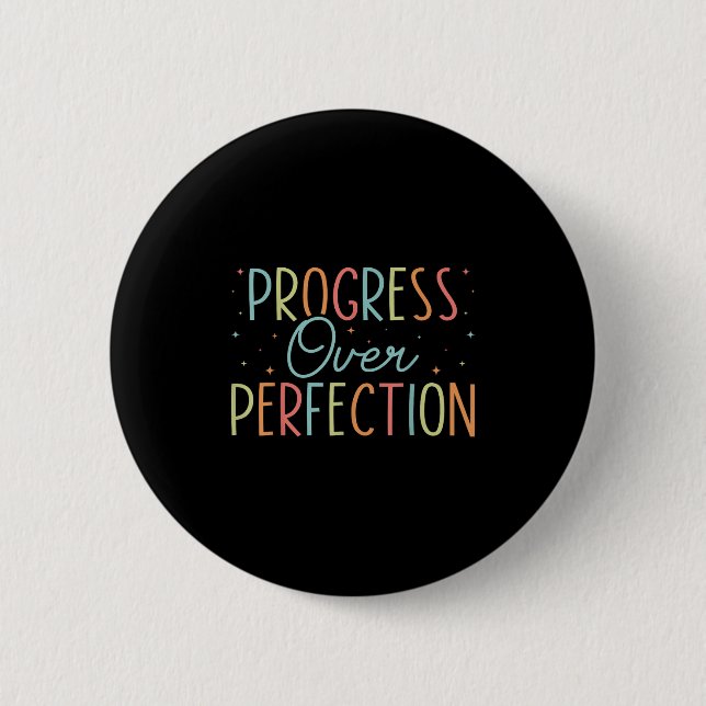 Retro Progress Over Perfection Motivational Quote  Knapp (Framsida)