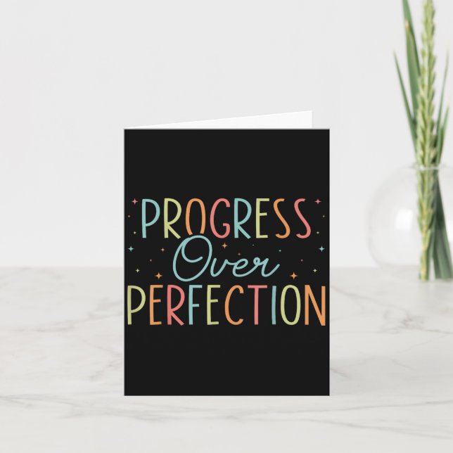Retro Progress Over Perfection Motivational Quote  Kort (Framsida)