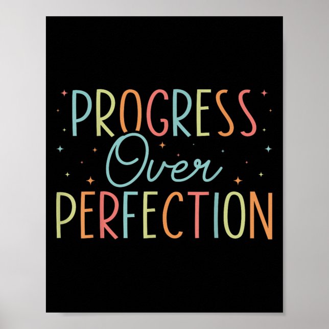 Retro Progress Over Perfection Motivational Quote  Poster (Framsidan)