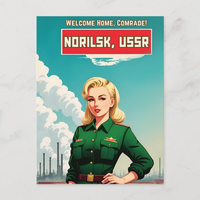 Retro Propaganda Stil Sovjet USSR Kommunism Humor Vykort (Framsida)