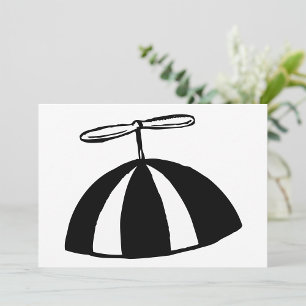 Retro Propeller Beanie Whimsical Black and White Inbjudningar