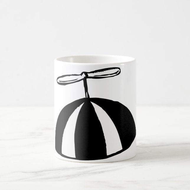 Retro Propeller Beanie Whimsical Black and White Kaffemugg (Center)