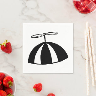Retro Propeller Beanie Whimsical Black and White Pappersservett