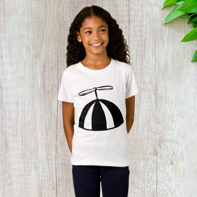 Retro Propeller Beanie Whimsical Black and White T Shirt (Skapare uppladdad)