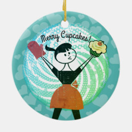 Retro prydnad för jul för muffinhemmafrubageri julgransprydnad keramik