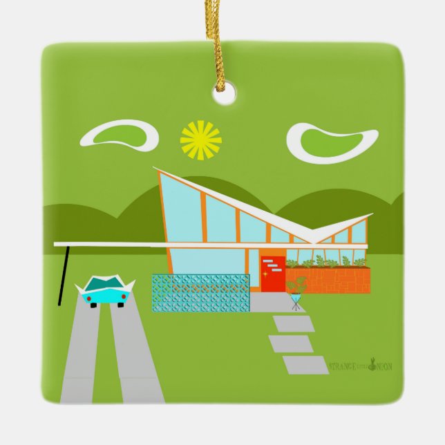 Retro prydnad för Palm Spring hushelgdag Julgransprydnad Keramik (Framsida)