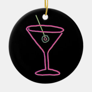 Retro prydnad neonMartini för lycklig timme Julgransprydnad Keramik