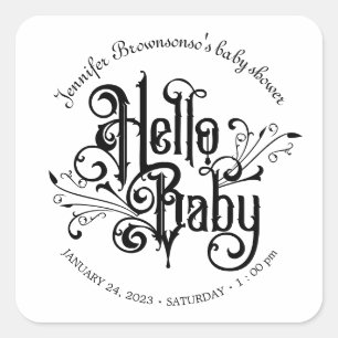 Retro prydnad Svart Skräck Gothic hallå bebis Fyrkantigt Klistermärke