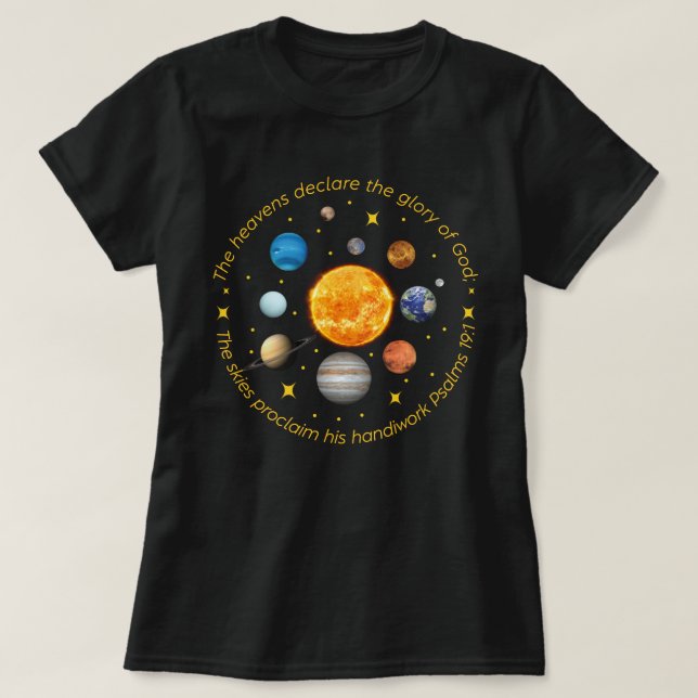 Retro Psalm 19:1 Homeschool CC Cycle Rymden T Shirt (Design framsida)
