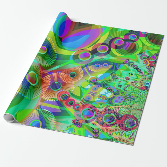 Retro Psychedelic abstrakt Presentpapper (Utrullad)