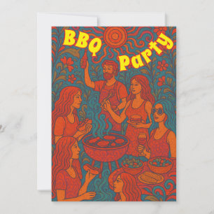 Retro Psychedelic Barbeque-partiets inbjudan