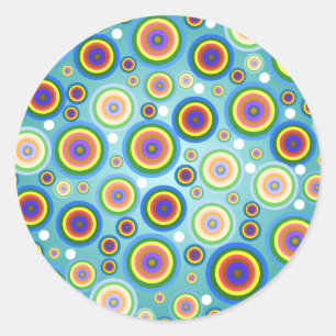 Retro Psychedelic Circles Sticker Runt Klistermärke
