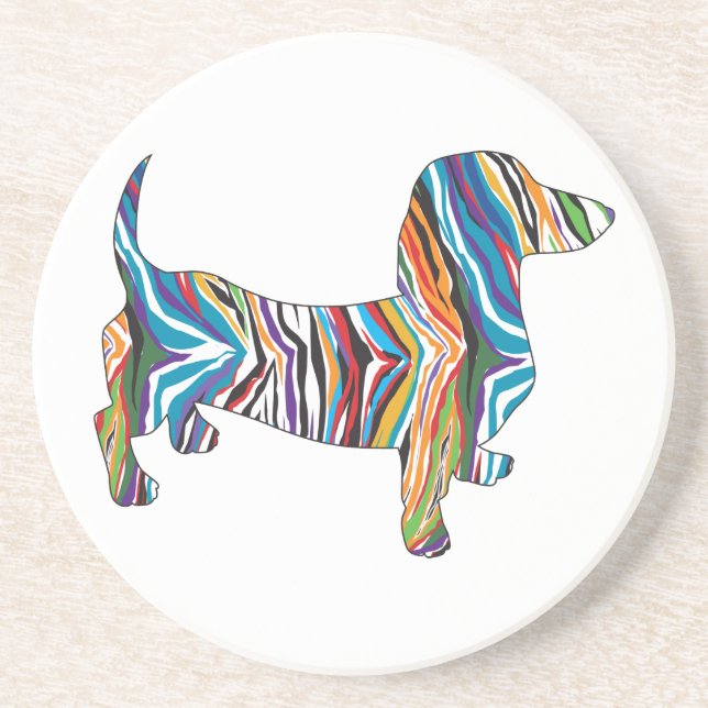Retro Psychedelic Dachshund Underlägg (Framsidan)