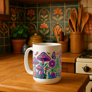 Retro Psychedelic Flowers & Svamp Mugg