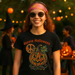 Retro Psychedelic Hippie Halloween Jack o'Lantern T Shirt