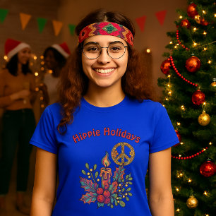 Retro Psychedelic Hippie Helgdagar jul T Shirt