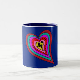 Retro Psychedelic Kärlek Heart Coffee Mugg