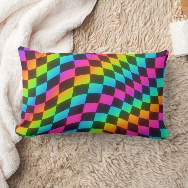 Retro Psychedelic Lumbar Vibe Pillow Lumbarkudde (Filt)