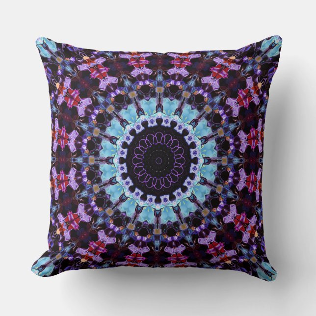 Retro Psychedelic Mandala Hippie Boho Tie Dye Kudde (Framsida)