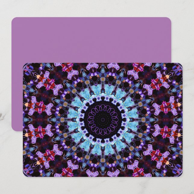 Retro Psychedelic Mandala Trippy Hippie Boho Chic Inbjudningar (Fram/baksida)