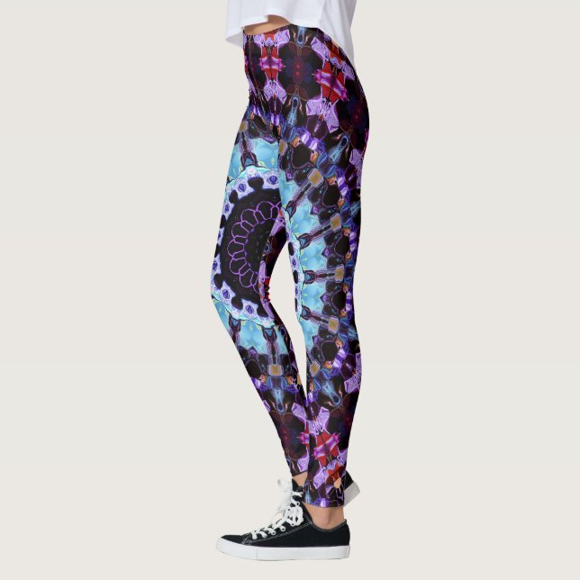Retro Psychedelic Mandala Trippy Hippie Boho Chic Leggings (Vänster)