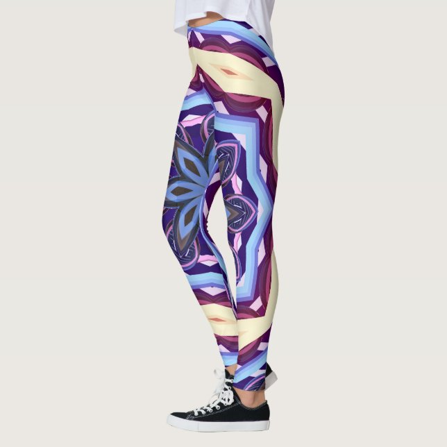 Retro Psychedelic Mandala Trippy Hippie Boho Leggings (Vänster)