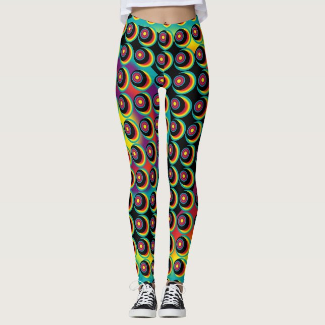 Retro psychedelic Mönster Leggings (Framsida)