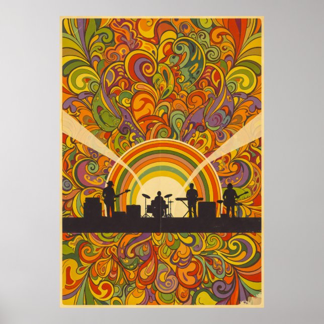 Retro Psychedelic Music Festival Wall Art - 70s In Poster (Framsidan)
