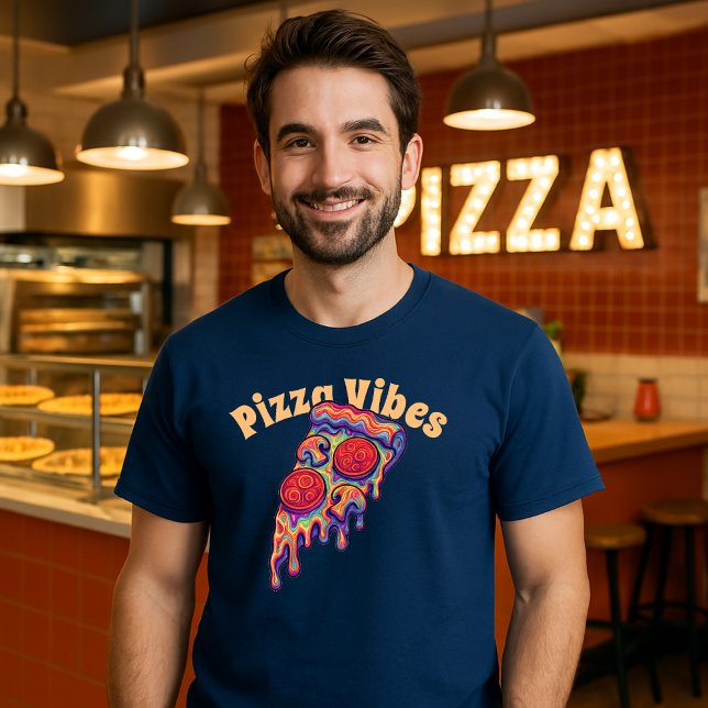 Retro Psychedelic Pizza T Shirt (Skapare uppladdad)