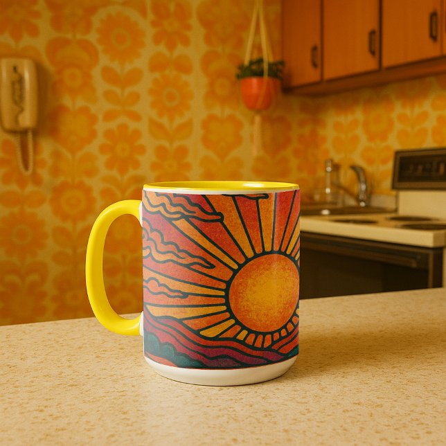 Retro Psychedelic Sunset Mugg (Skapare uppladdad)