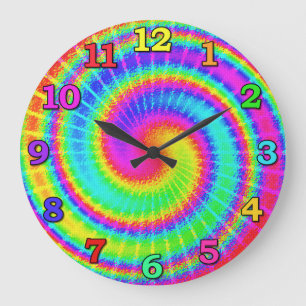Retro Psychedelic TiefärgHippie Stor Klocka