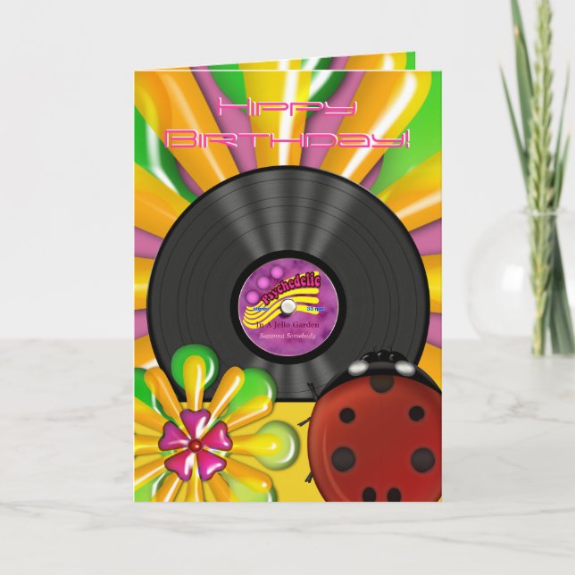Retro Psychedelic Vinyl Record Personlig Card Kort (Framsida)
