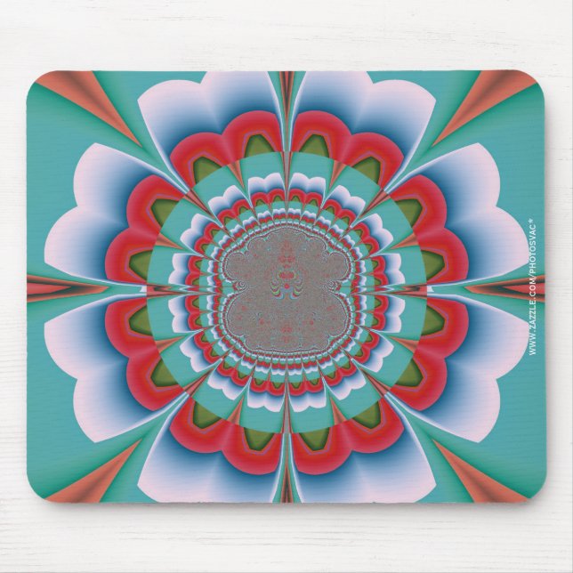 Retro Psykedelisk Mandala Blomma Abstrakt Konst Musmatta (Framsidan)