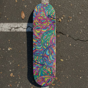 Retro Psykedelisk Neon Spiral Klotter Mönster Skateboard Bräda 21,5 Cm