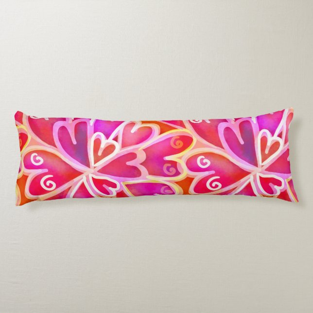 Retro Psykedelisk Rosa Lila Hjärtbedukning Coola  Kroppskudde (Baksidan)