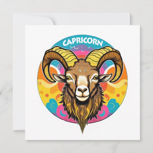 Retro Psykedelisk Stenbockens Zodiakus Get Januari (Framsida)