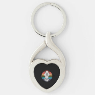 Retro Pudel Älskare Hund-gåvor för Pudel Owners Ma Twisted Heart Silverfärgad Nyckelring