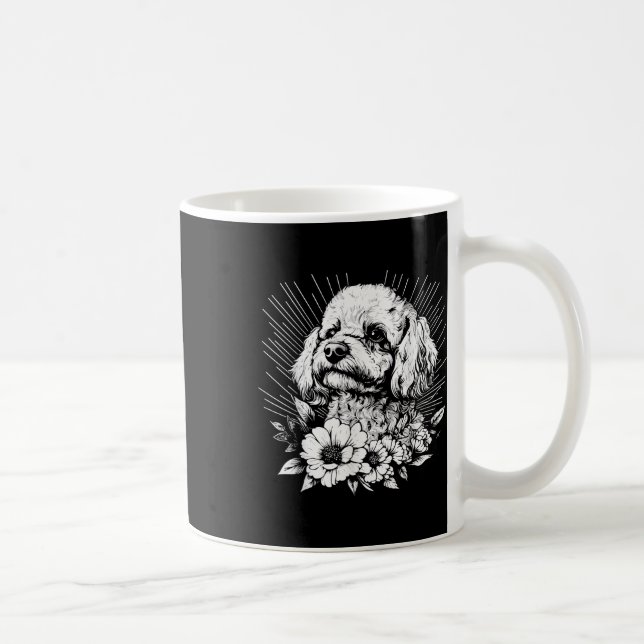 Retro Pudel Hund älskare Tattoo Stil Kaffemugg (Höger)