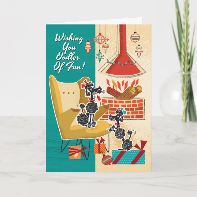 Retro Pudel julkort Helgkort (Framsida)