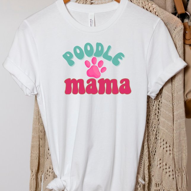 Retro Pudel Mamma Hund Skriv ut T-Shirt (Skapare uppladdad)