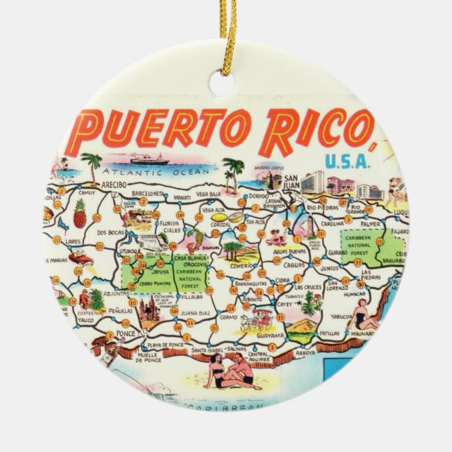 Retro Puerto Rico Map Ornament (Framsidan)