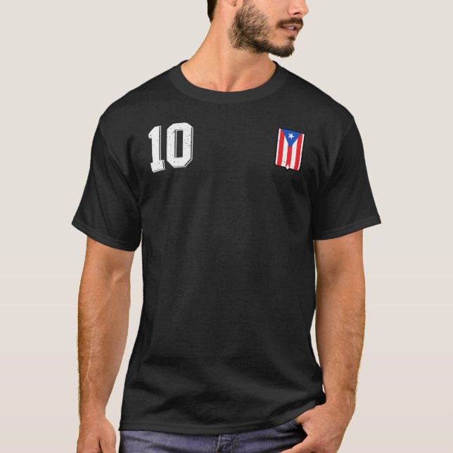 Retro Puerto Rico Soccer Camiseta Futbol Football T Shirt (Framsida)