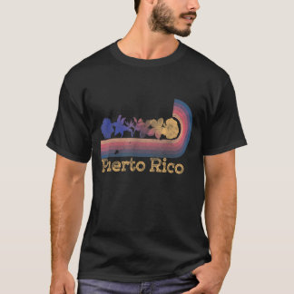 Retro Puerto Rico Tropical Flowers 80's Stil Surfa T Shirt